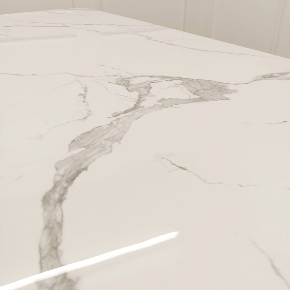 Valeo Gold 1.8 Dining Table with Polar White Sintered Stone Top - Mirror4you